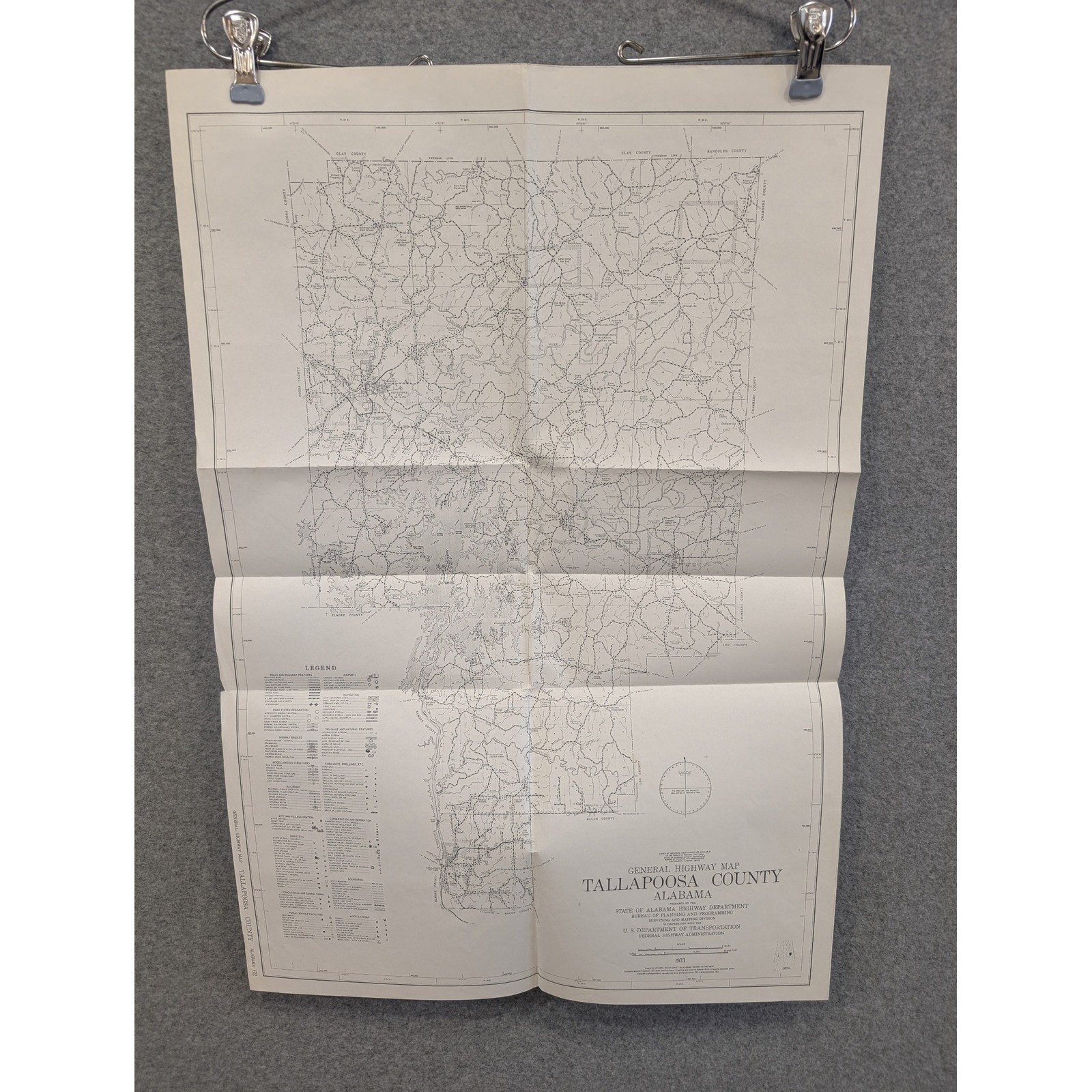 VTG 1973 General Highway Map Tallapoosa County Alabama 26\