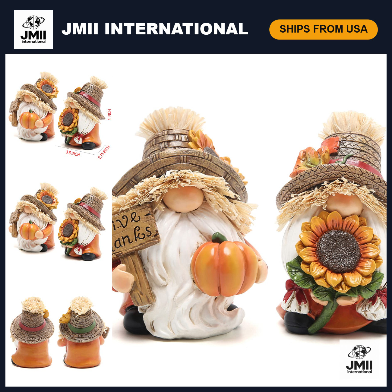 Thanksgiving Gnomes Decor - 2pcs Fall Home Decorations, Cute Holiday Accents