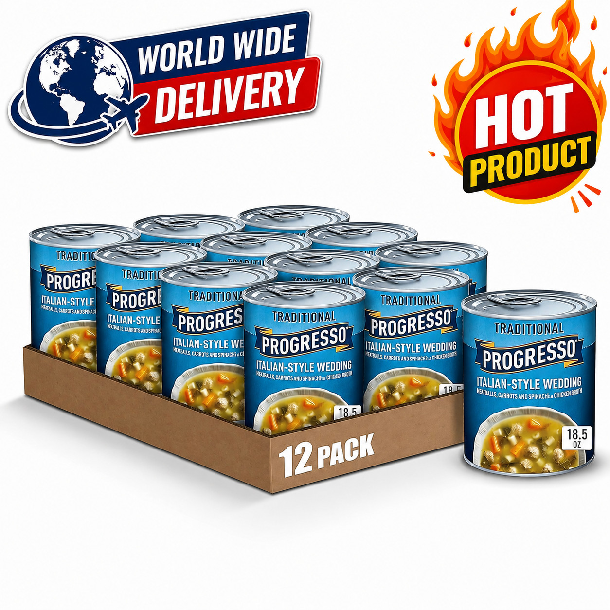 Progresso Italian Style Wedding Soup 18.5 oz 12 Pack Traditional Canned Soup