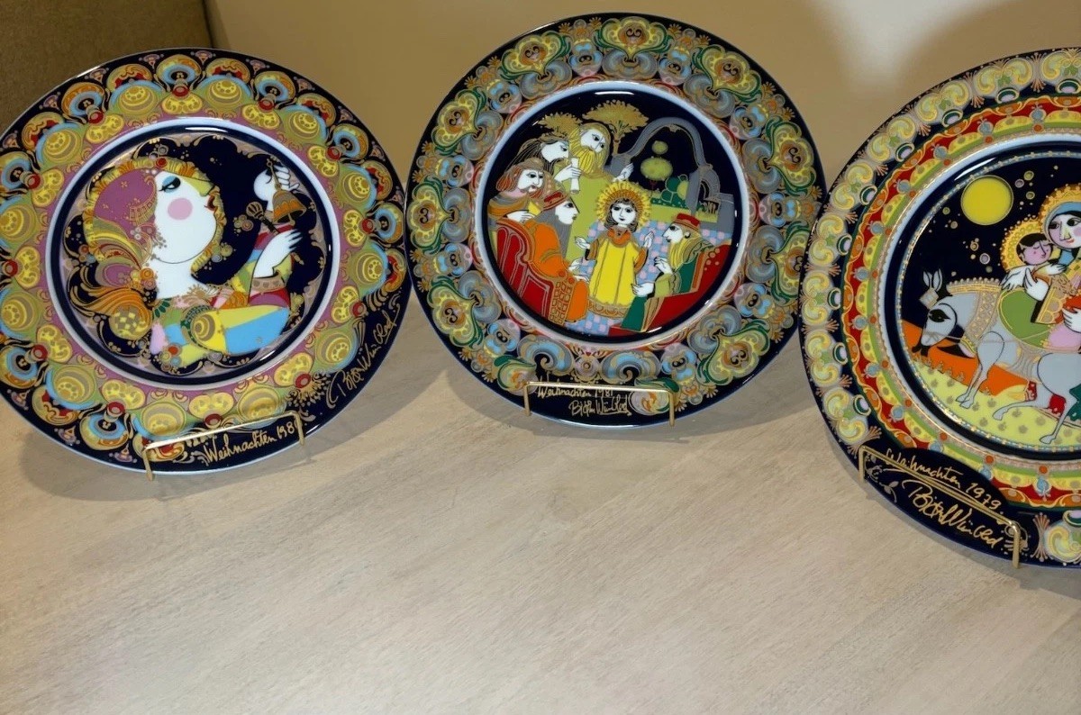 3 Rosenthal Bjorn Wiinblad Christmas Plates in Original Boxes 1979 1981 1982
