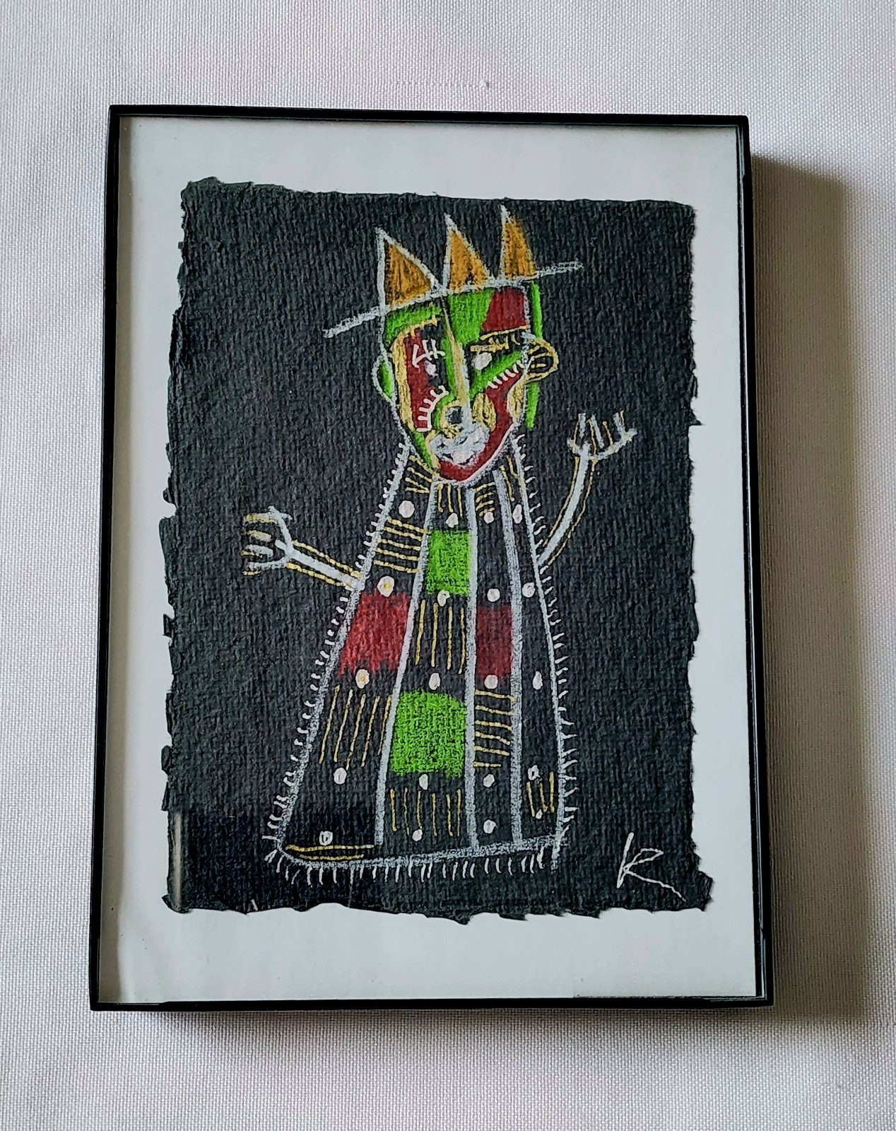 Karl Mullen Irish Outsider Artist Brut Painting  Colorful Jester Figure