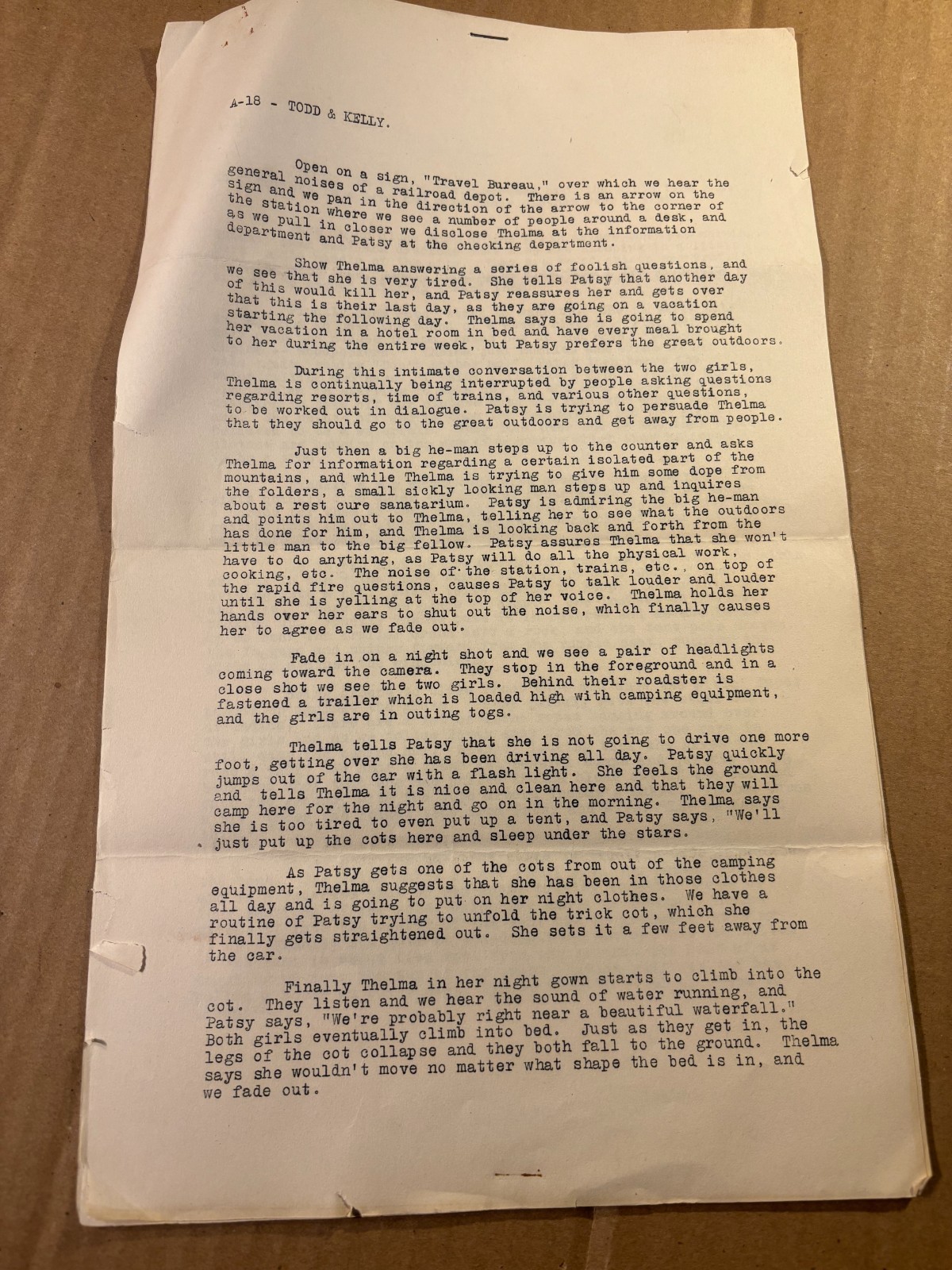 Very Rare Original 30s Script Thelma Todd Patsy Kelly Hal Roach Short