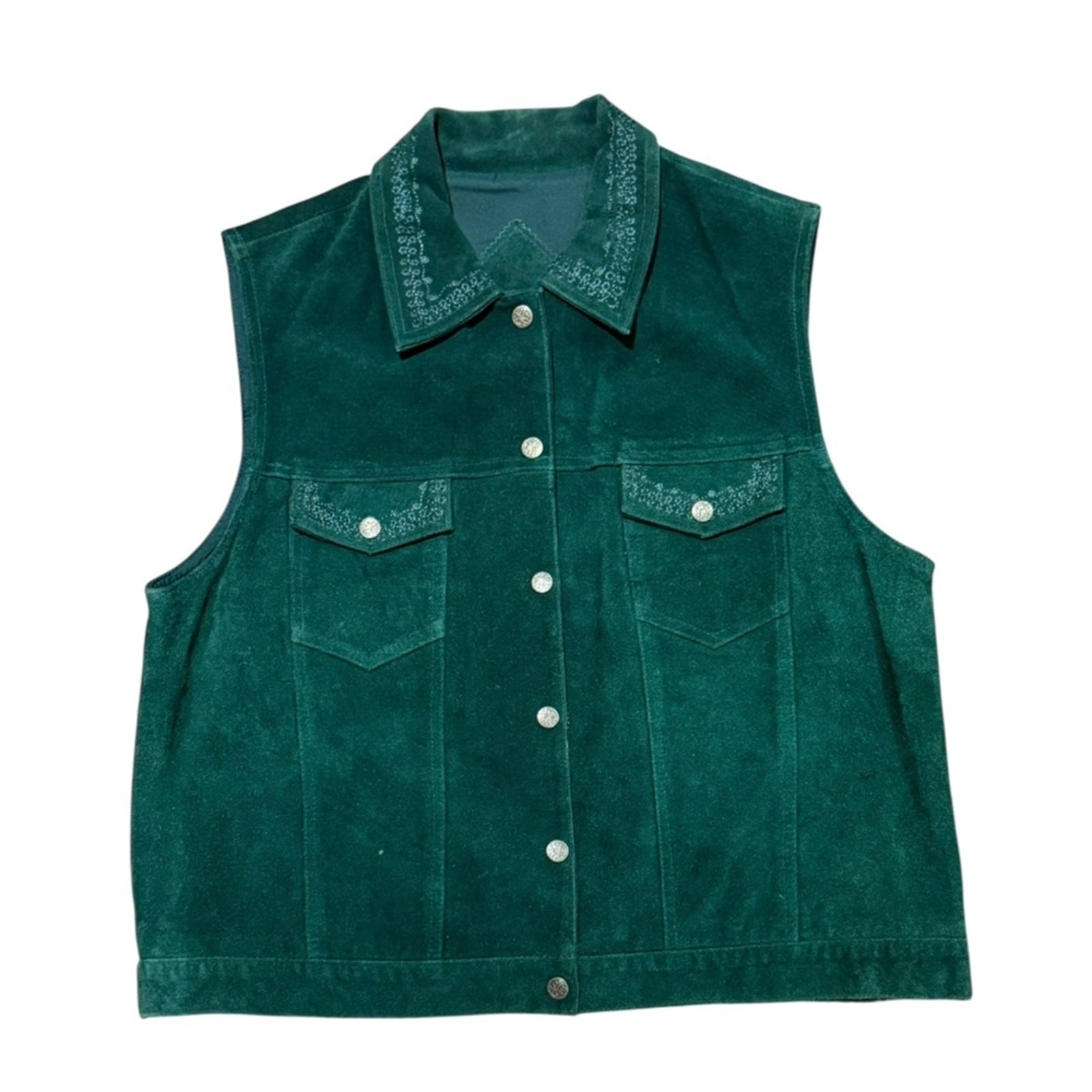 Vintage Agapo Collection Green Suede Buttoned Vest Womens XL Vintage Agapo Collection Green Suede Buttoned Vest Womens XL