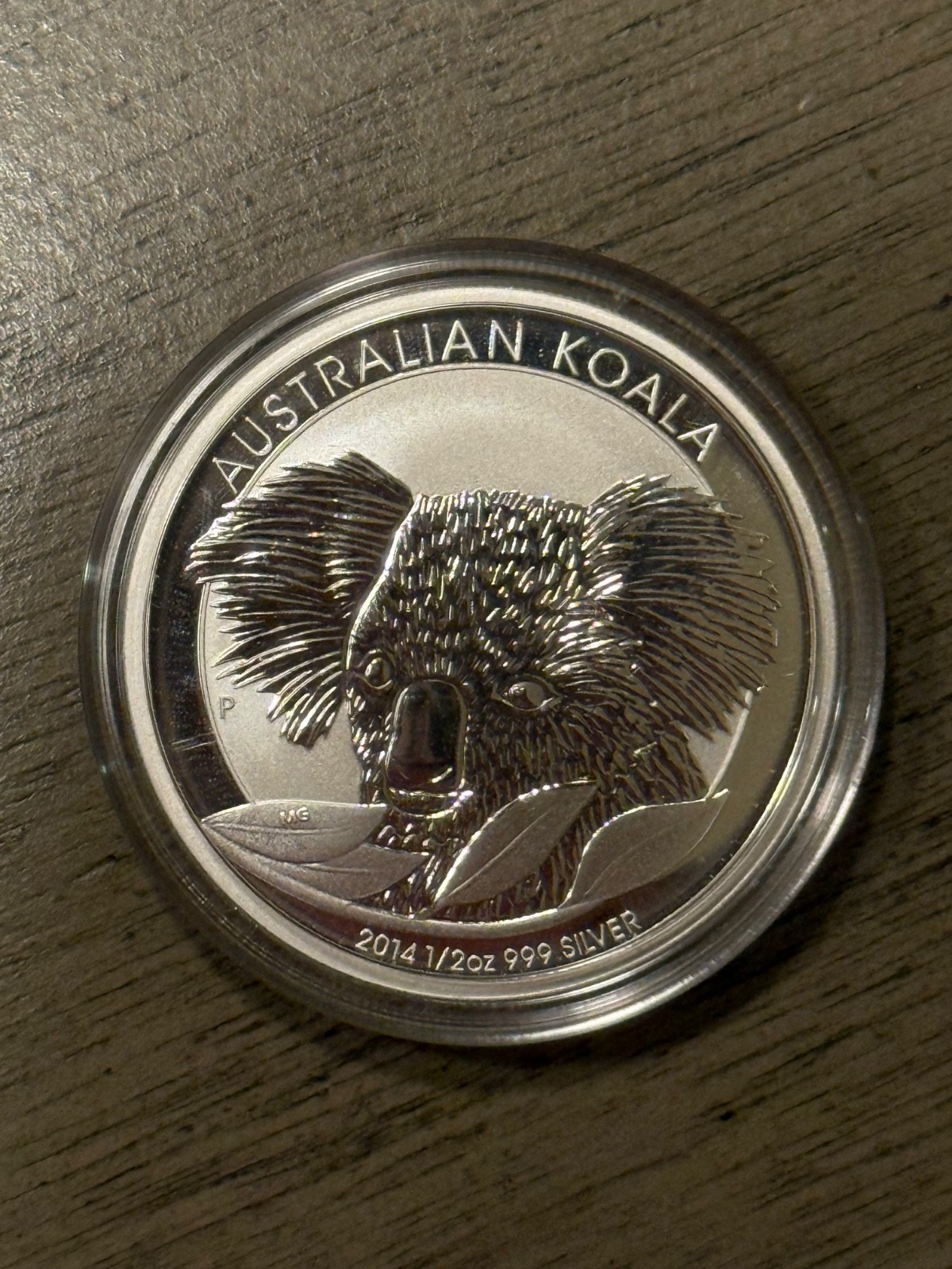 2014-P Australia 50C Koala 1/2 oz .999 Fine Silver BU Coin in mint capsule