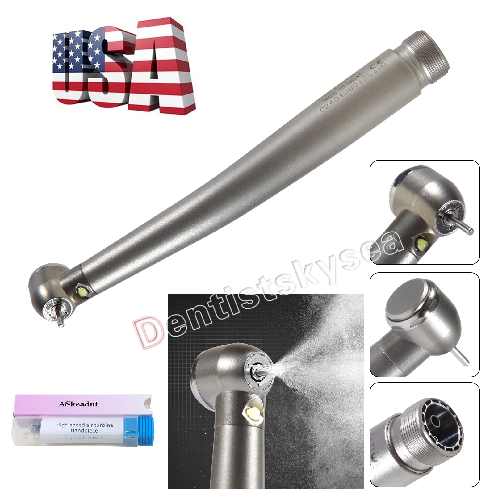 Dental Fiber Optic LED E-generator high Speed Handpiece Push Button 4HOLE/2HOLES