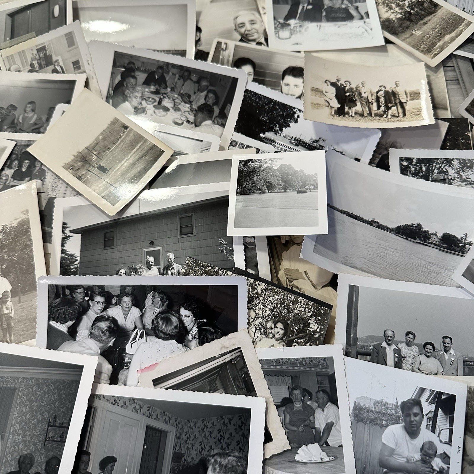 Vintage B&W Snapshot Lot Of 100 Original Random Found Old Photographs