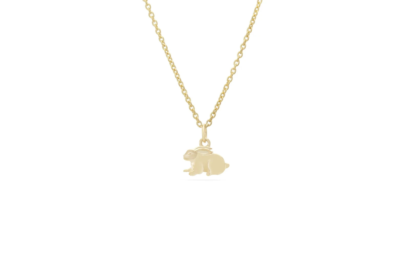 14k Solid Gold Rabbit Necklace: Bunny Pendant