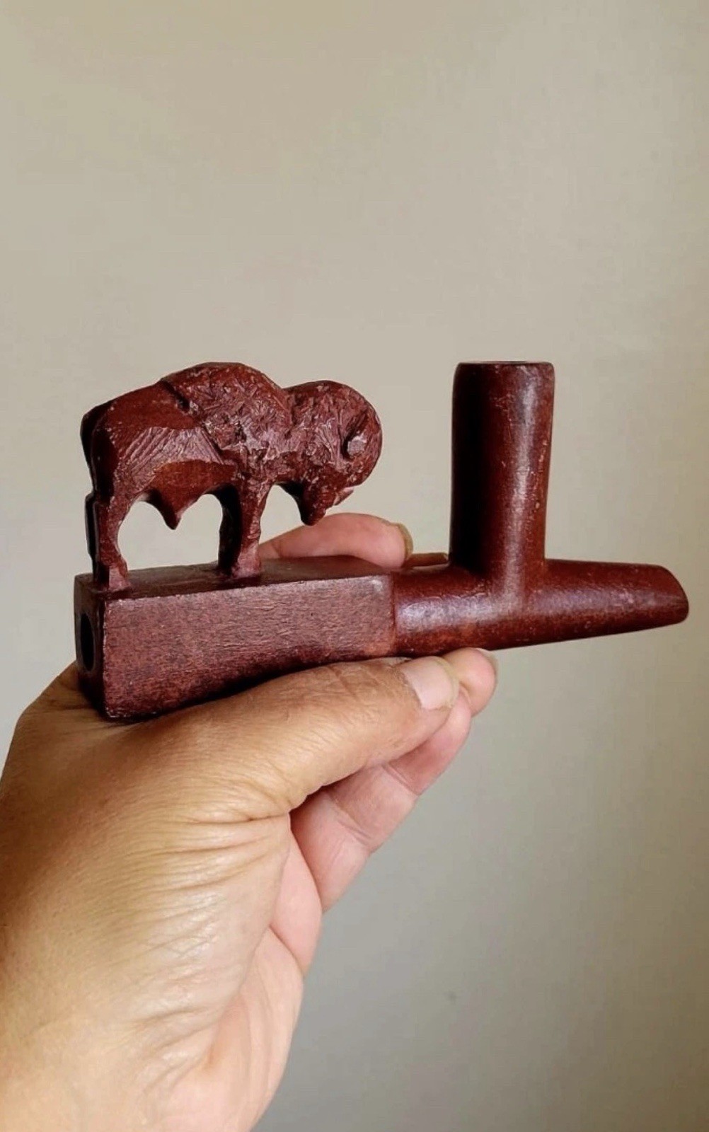 Vintage Hand Carved Ojibwe Catlinite Pipe Signed by late Bill Bryan Big Eagle
