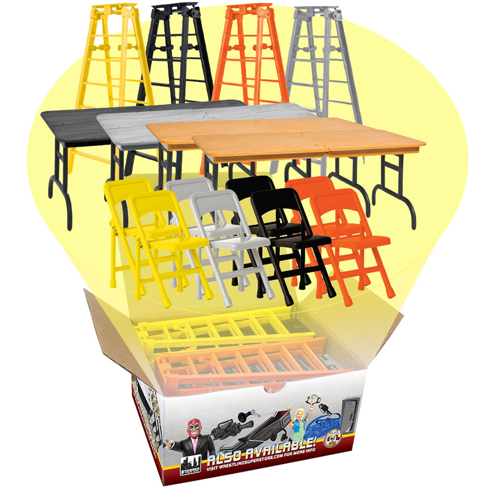 Set of 4 ULTIMATE Ladder Table & Chairs Playsets For WWE & AEW Wrestling Figures