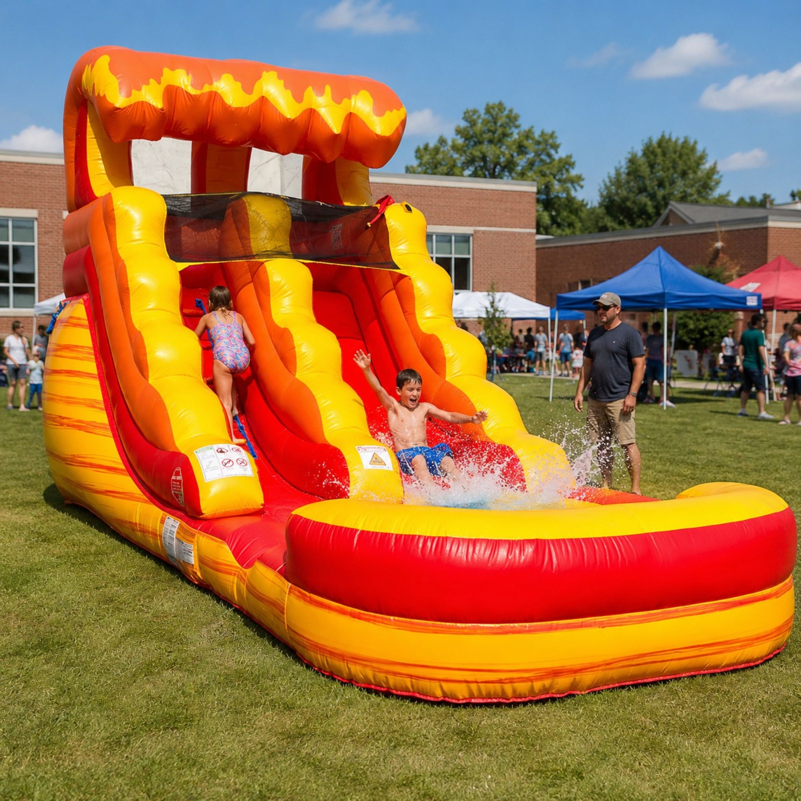 Inflatable Water Slide Commercial 12 ft Fire Wave Kids Splash Pool NO Blower