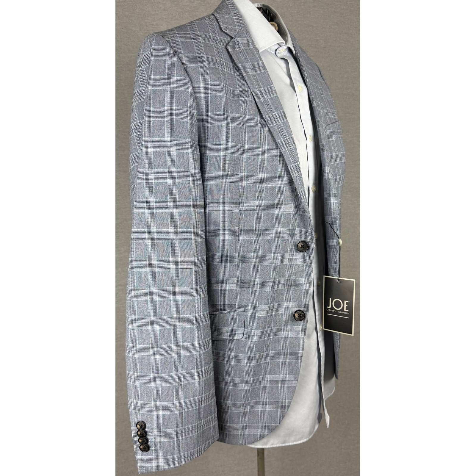 JOE Joseph Abboud Blue Gray Glen Plaid Stretch Sport Coat Blazer 38S NWT