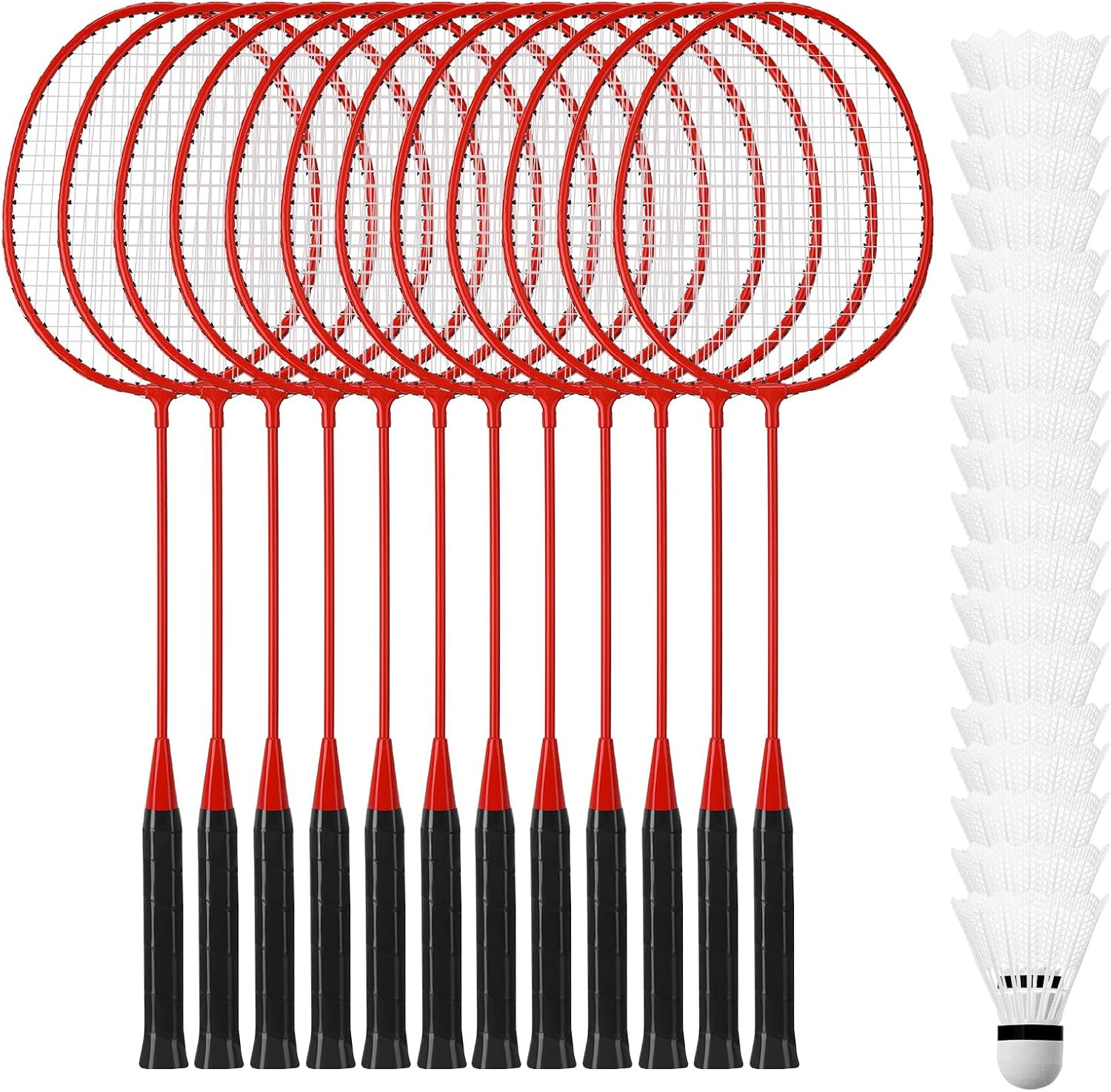 Wettarn 12 Pcs Badminton Rackets Bulk with 18 Nylon Badmintons, Shuttle Set for