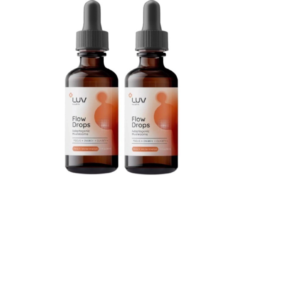 1-3X LUV Health Flow Drops Adaptogen Mushroom Blend-Peach Watermelon Flavor- US