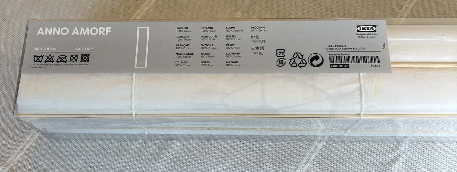 Anno Amorf IKEA Panel Curtain Rice Paper 300cmx60 400.781.48 Discontinued