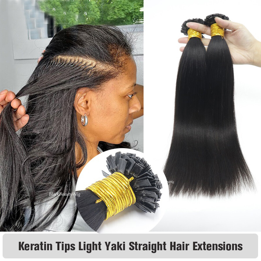 Yaki Straight Flat Tip Human Hair Extension Keratin Fusion Light Yaki K Tip Hair Yaki Straight Flat Tip Human Hair Extension Keratin Fusion Light Yaki K Tip Hair
