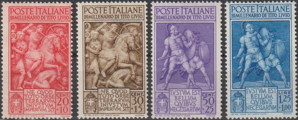 Italy Scott B43-B46 MHR – 1937 Livy Semi-Postal Complete Set – CV $3.75