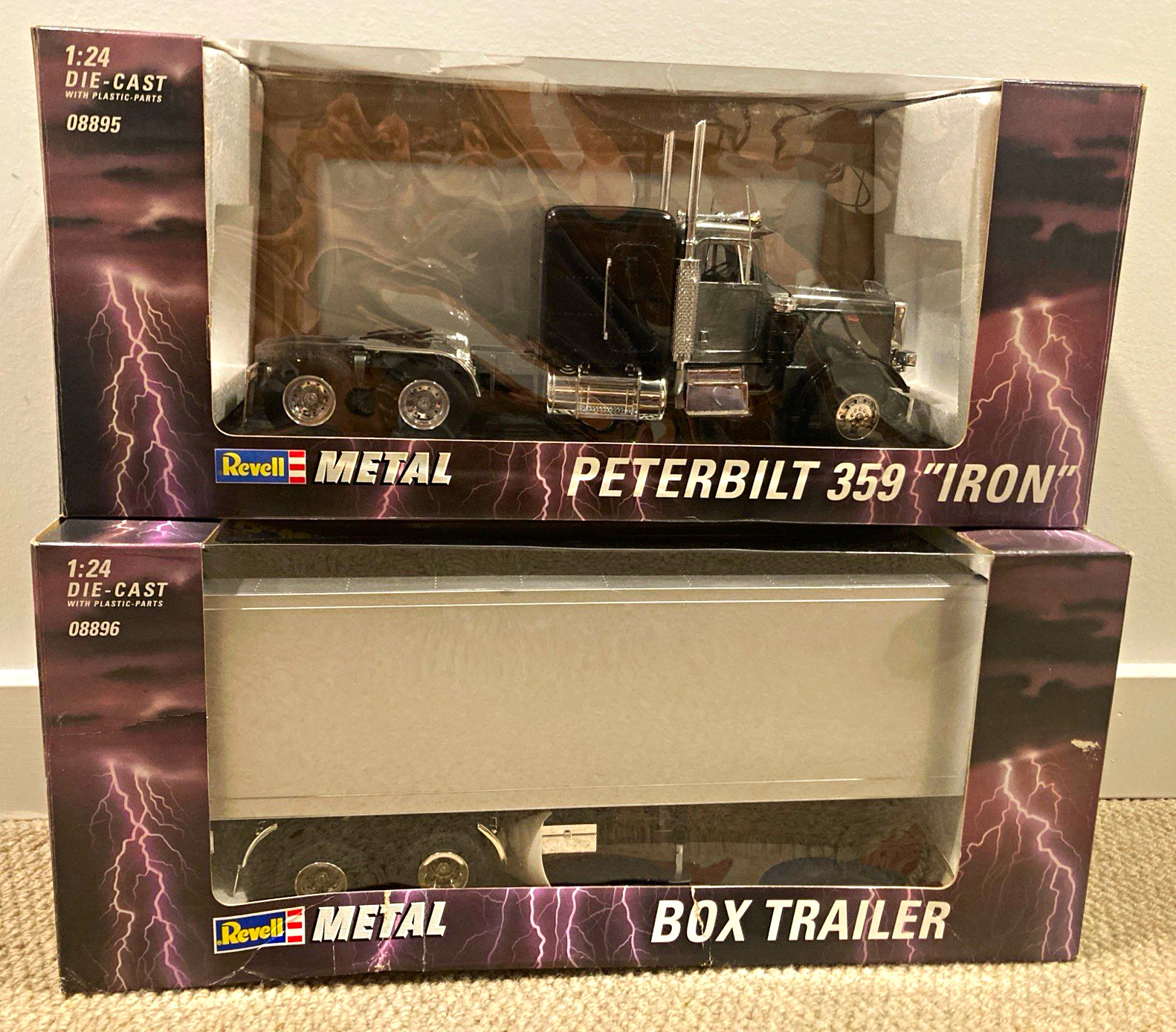 Rare Revell Metal 1:24 Peterbilt 359 Truck w/ Box Trailer Diecast “ Iron” Rare Revell Metal 1:24 Peterbilt 359 Truck w/ Box Trailer Diecast “ Iron”
