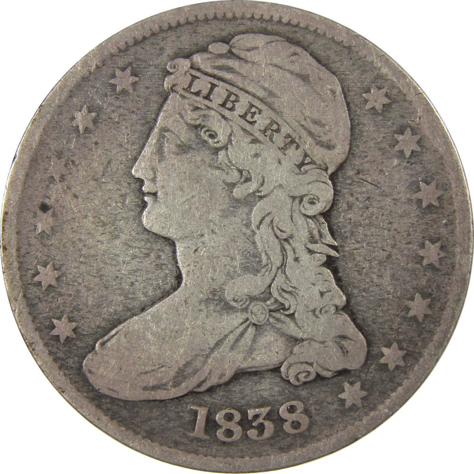 1838 Capped Bust Silver Half Dollar F Fine 50c Coin SKU:I28250 1838 Capped Bust Silver Half Dollar F Fine 50c Coin SKU:I28250
