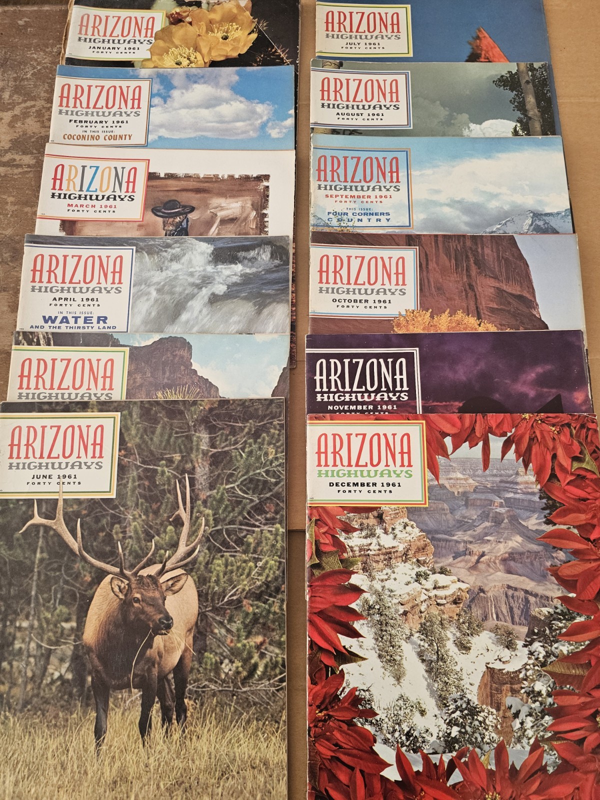 Vintage Arizona Highways Magazine Lot 12 - 1961 Full Year Southwest Desert life Vintage Arizona Highways Magazine Lot 12 - 1961 Full Year Southwest Desert life
