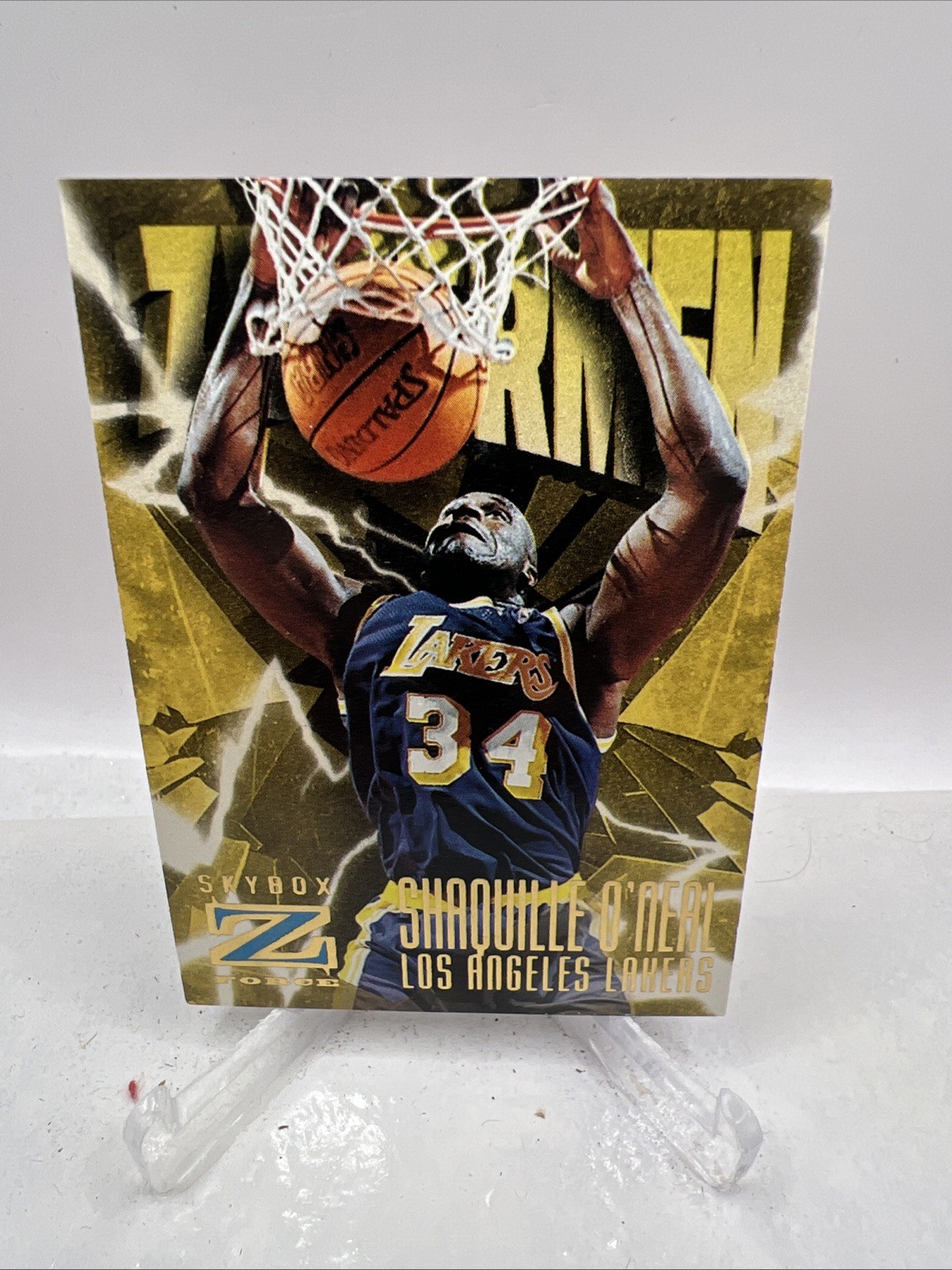 SHAQUILLE O'NEAL (Los Angeles Lakers) 1996-97 SKYBOX Z FORCE ZUPERMEN CARD #187 SHAQUILLE O'NEAL (Los Angeles Lakers) 1996-97 SKYBOX Z FORCE ZUPERMEN CARD #187