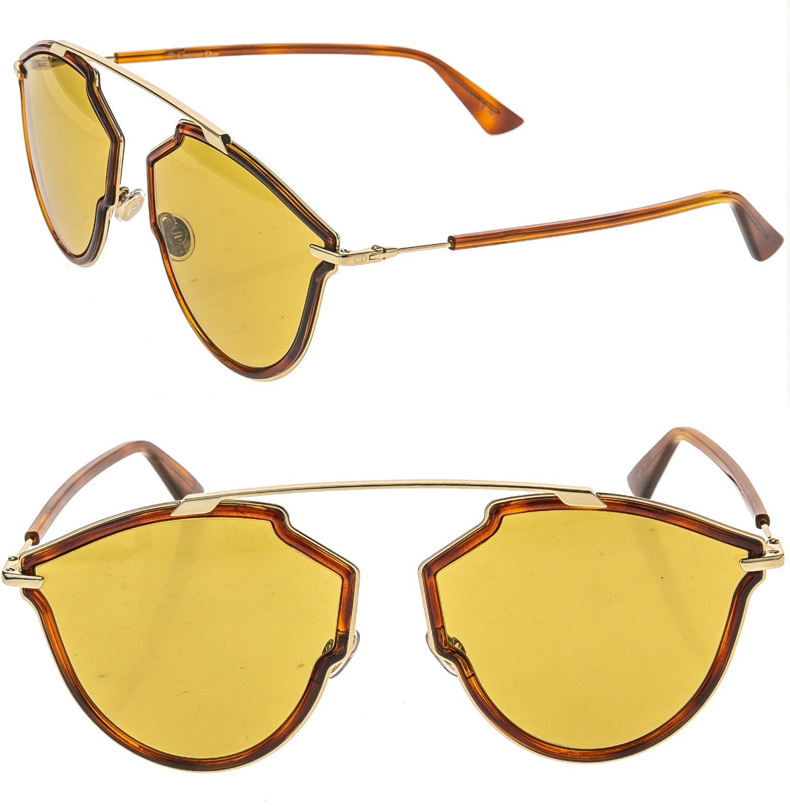 CHRISTIAN DIOR SO REAL Rise Gold Brown Havana Aviator Sunglasses SOREALRISE
