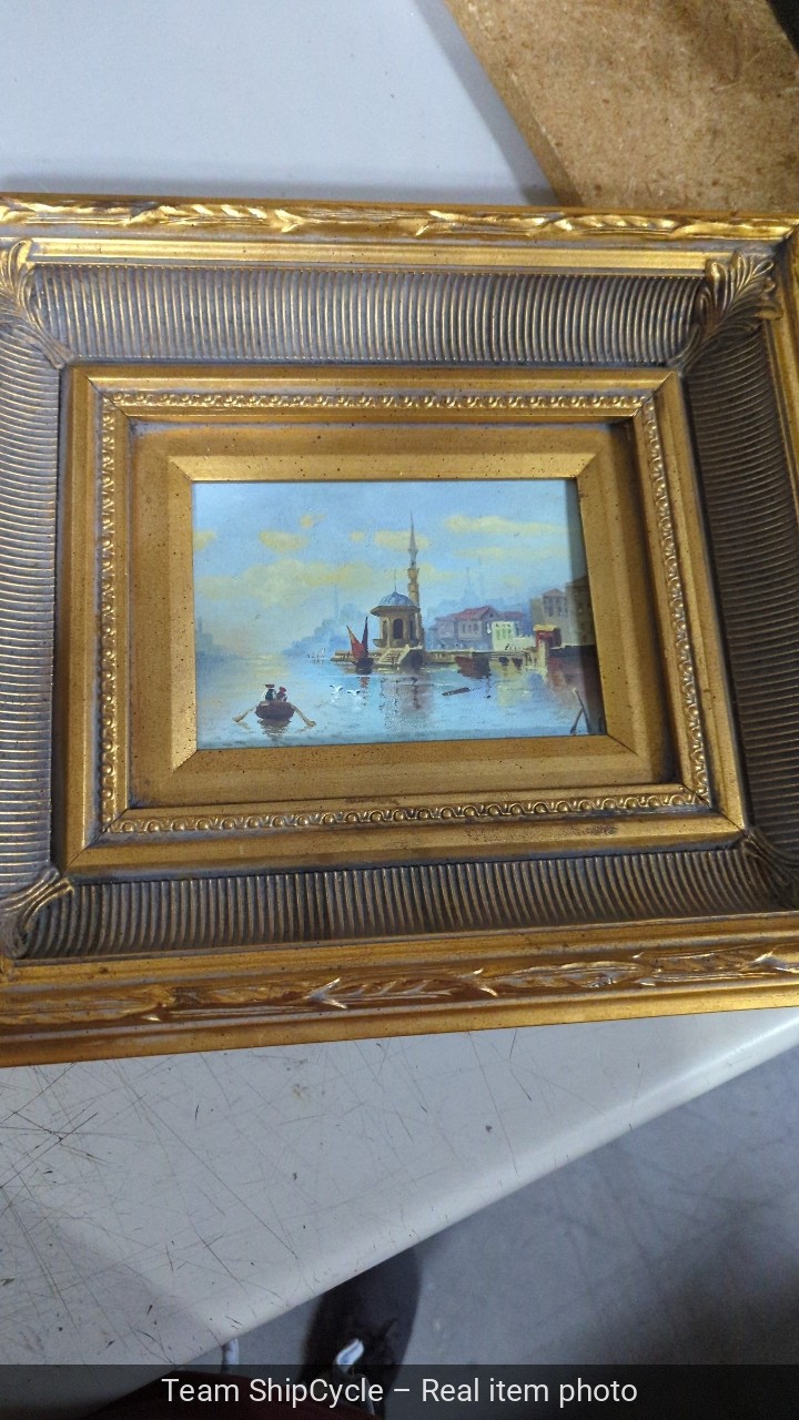 Antique 19th Century Marine Oil Painting  Bosphorus Istanbul View  Golde G2U