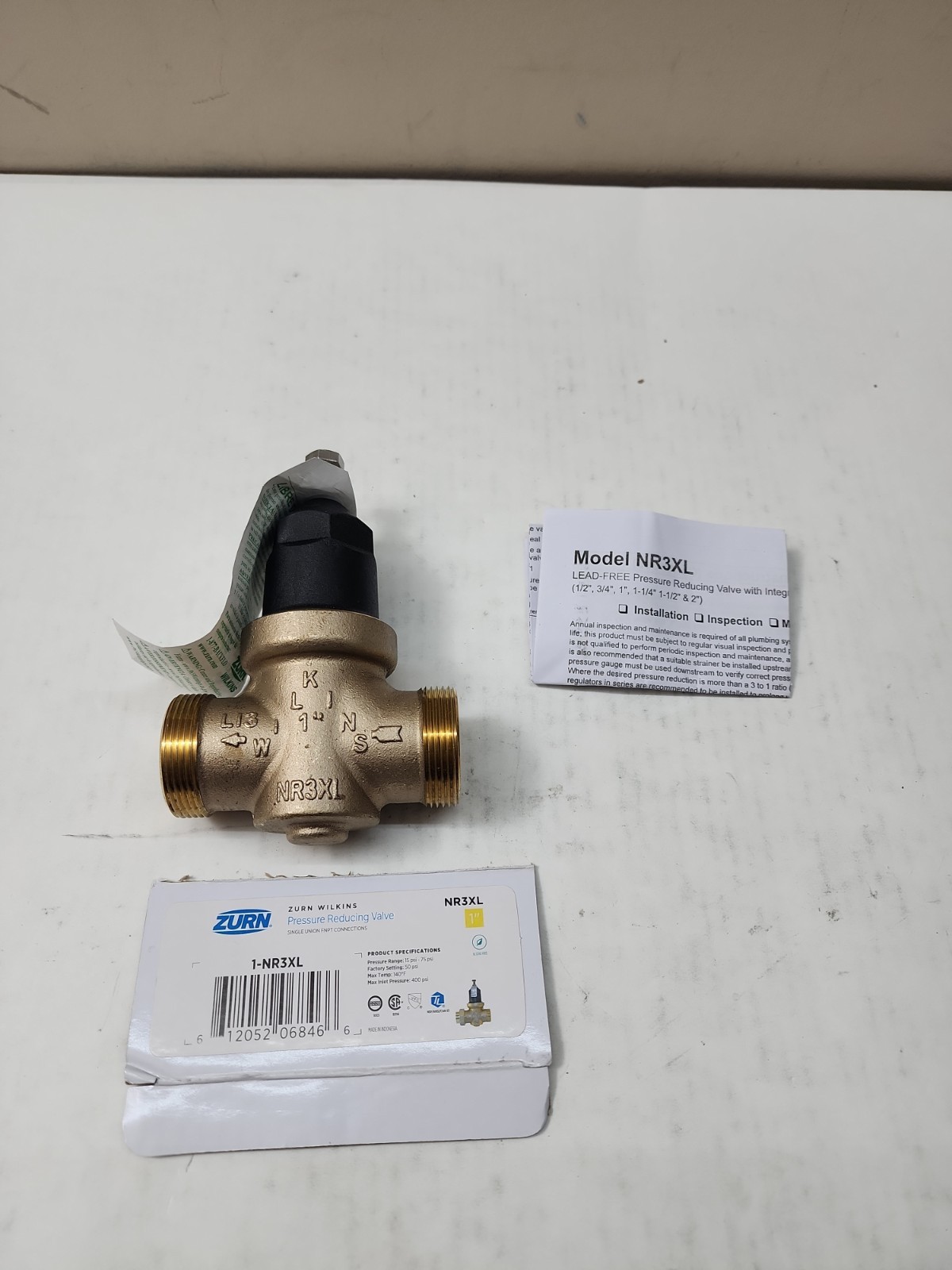 Zurn Wilkins 1 inch  1-NR3XL  Pressure Reducing Valve  MISSING UNION  