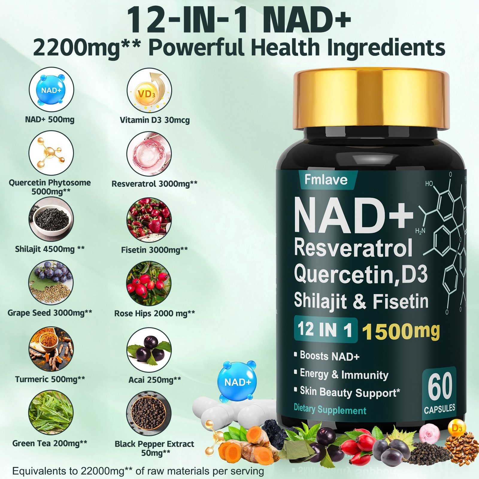 NMN / NAD+ Capsules Energy Booster BOOSTIS NAD Level Healthy Aging Supplement