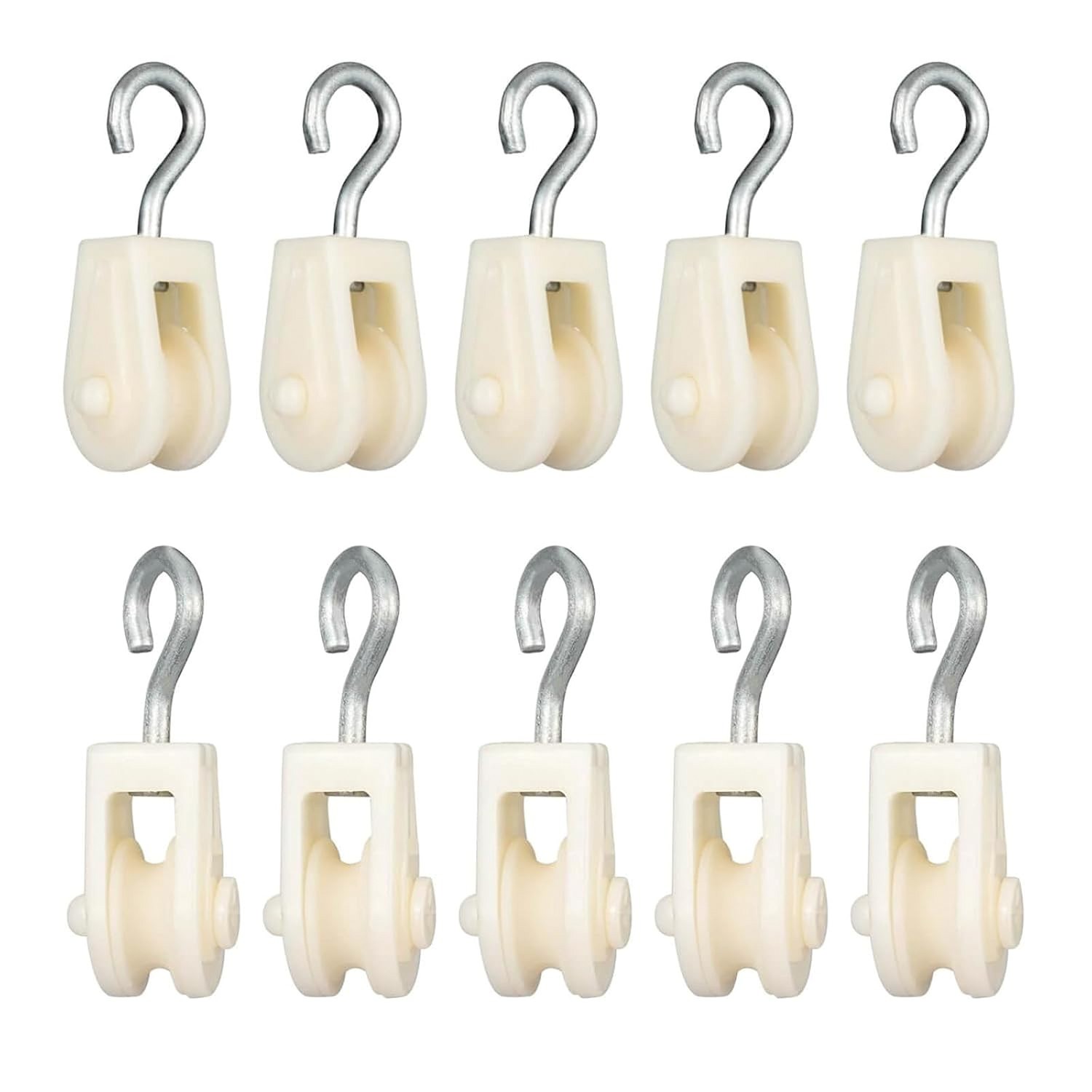 10PCS Nylon Pulley Small Plastic Single Sheave Rope Pulley Set White