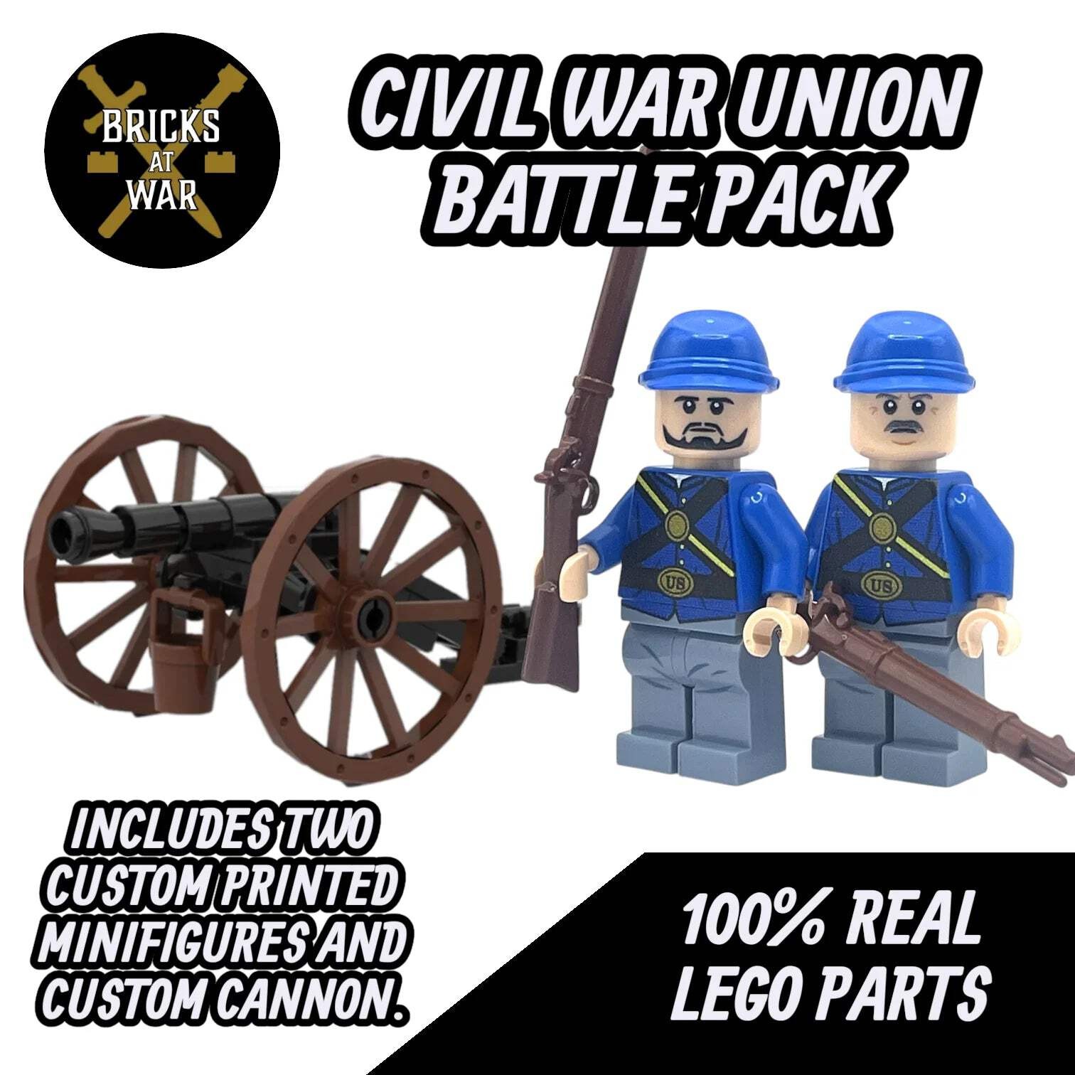 Custom Union Army Civil War Battlepack with Cannon and 2x Union Soldier Minifigu