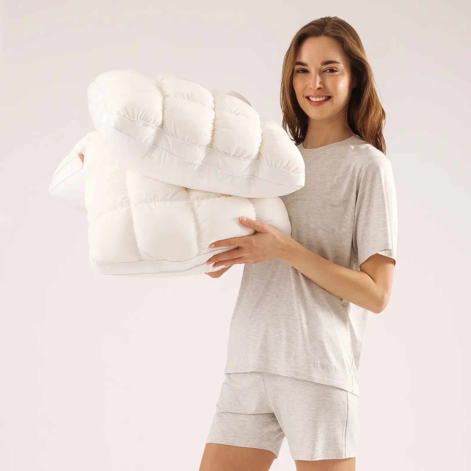 Mellow Sleep | Mellow Puff Pillow – Soft Quilted Puff Grid Design Pillow, Fluffy