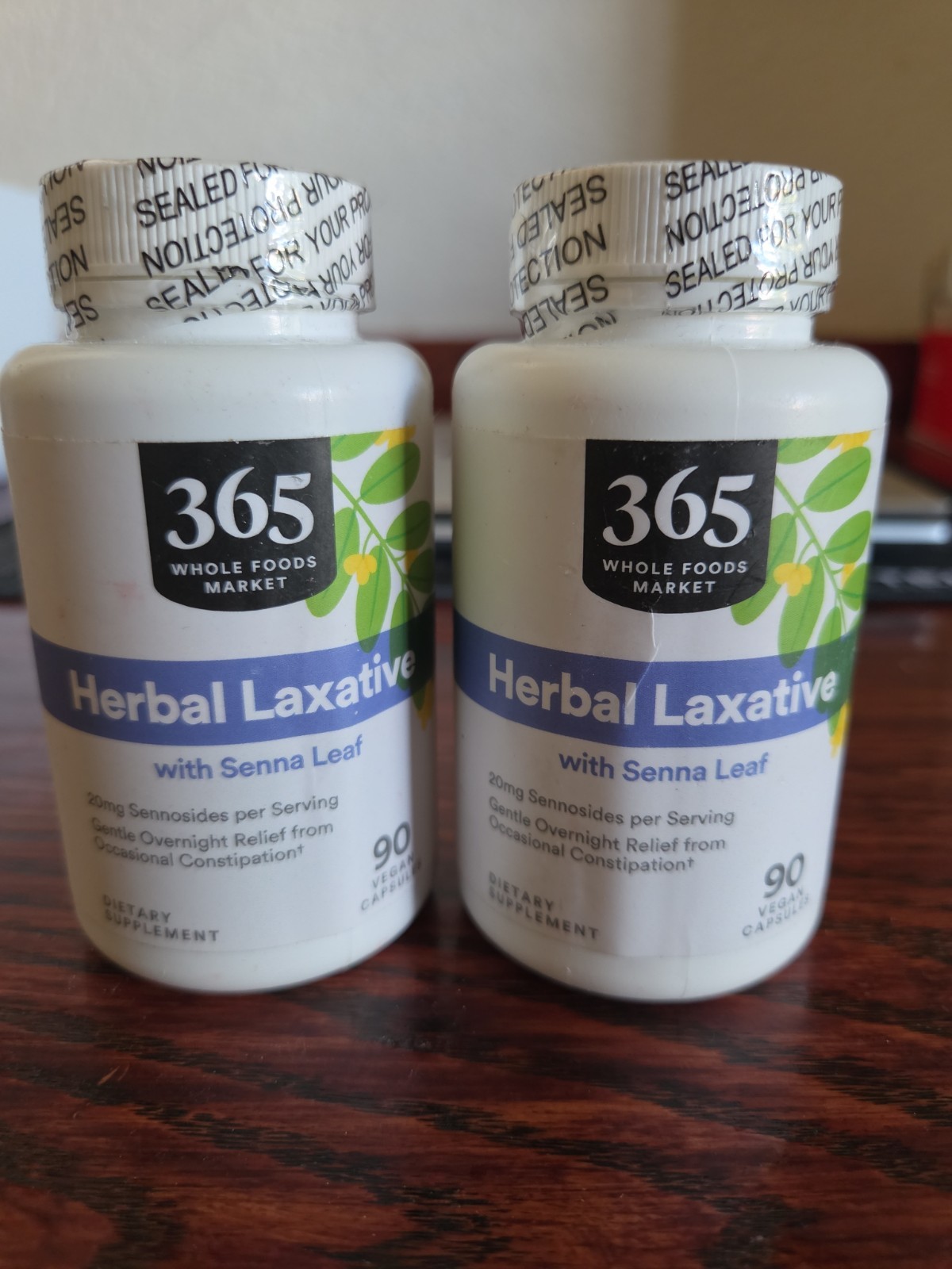 2x bottles 365 Whole Foods Market herbal laxative 180 TOTAL CT MAY 2029 SEALED 