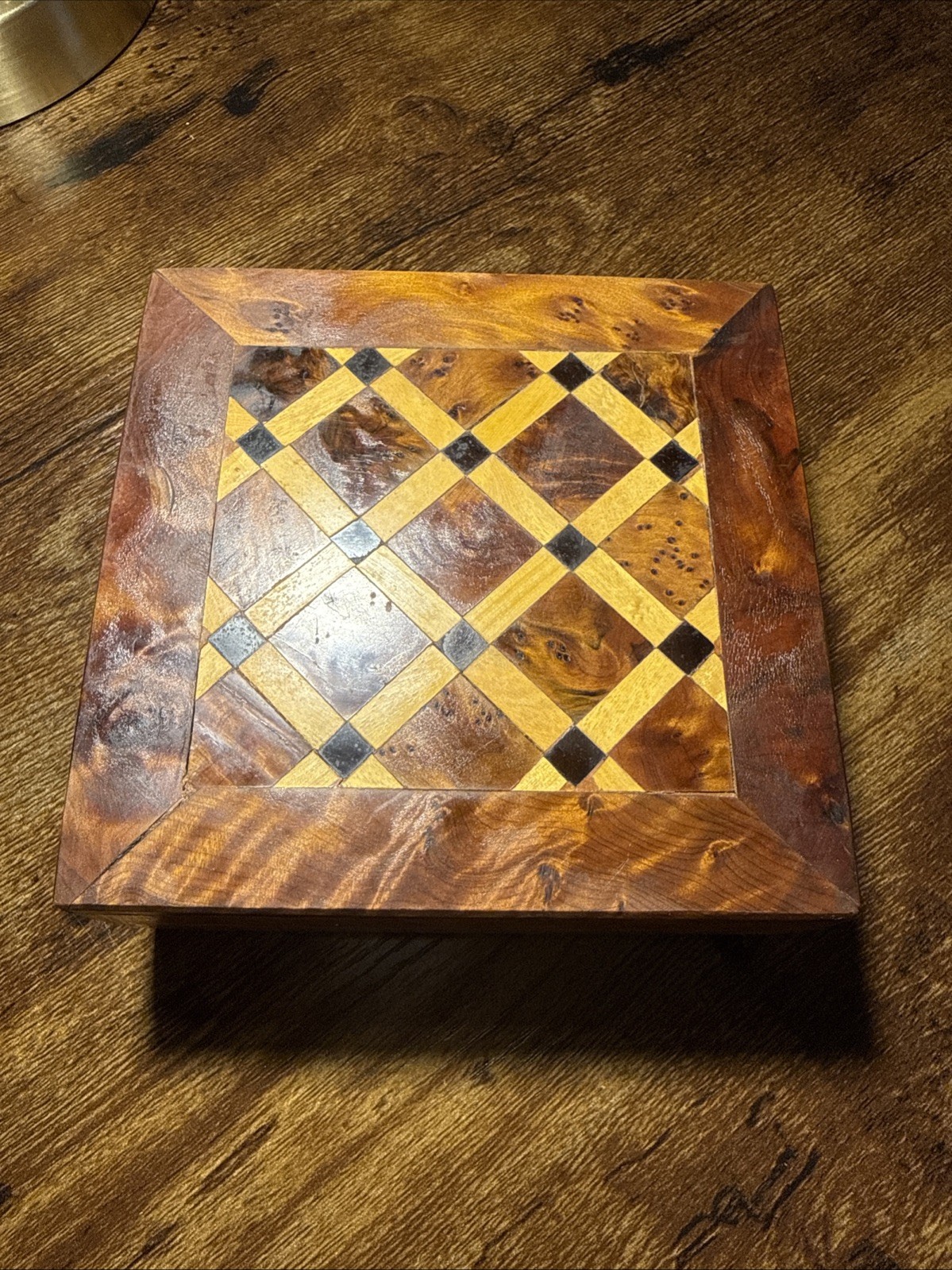 Vintage Moroccan Burl Wood Jewelry Box Luxury Burl Wooden Box 5.5