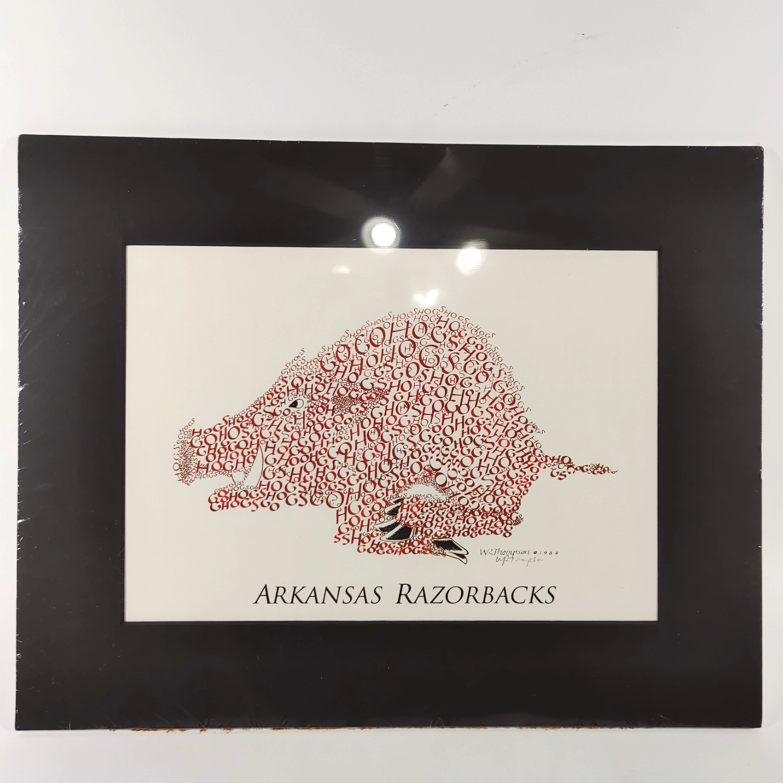 Arkansas Razorbacks text art design by artist W.R. Thompson, 1984, 11