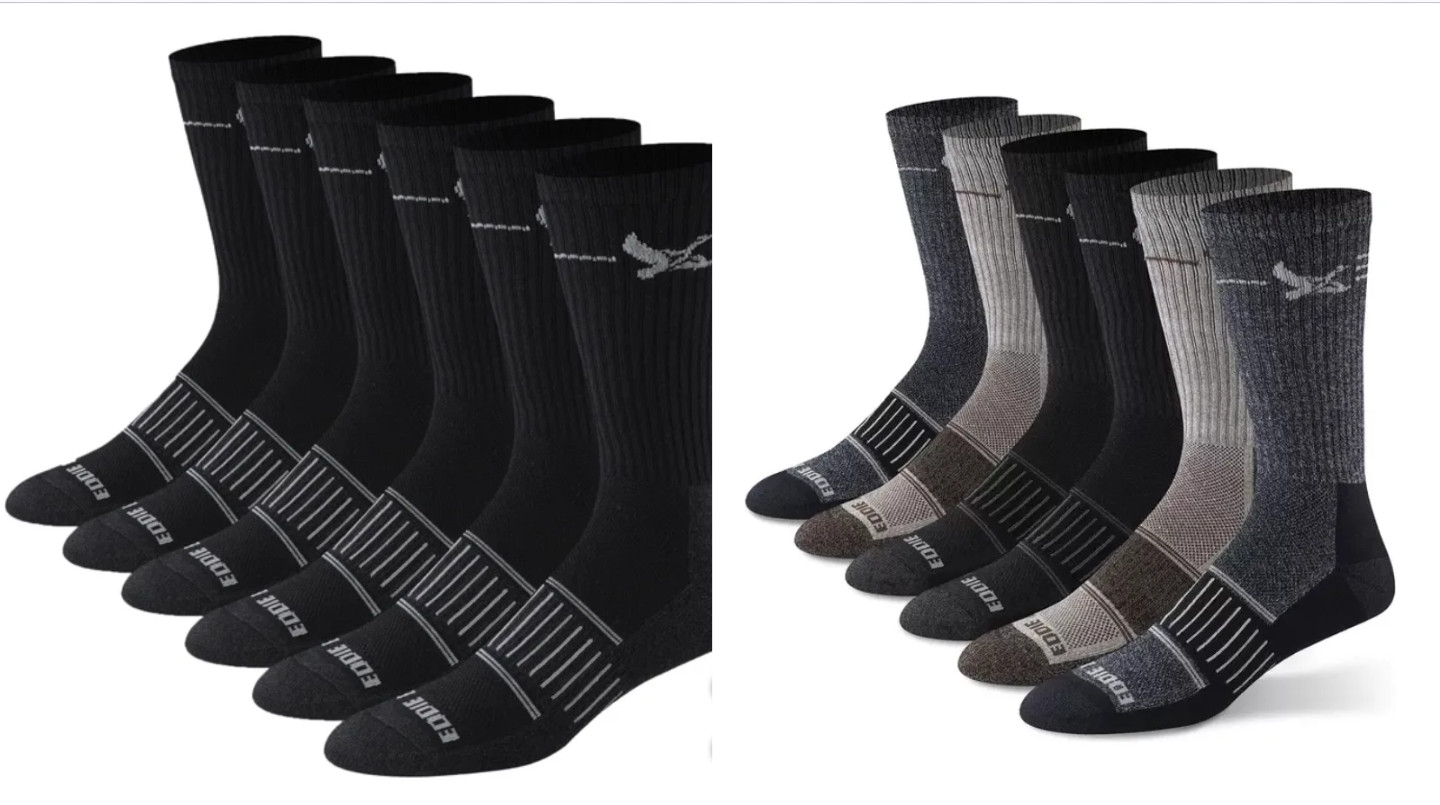 Eddie Bauer Men’s Eco Cotton Crew Socks 6-pair Eddie Bauer Men’s Eco Cotton Crew Socks 6-pair