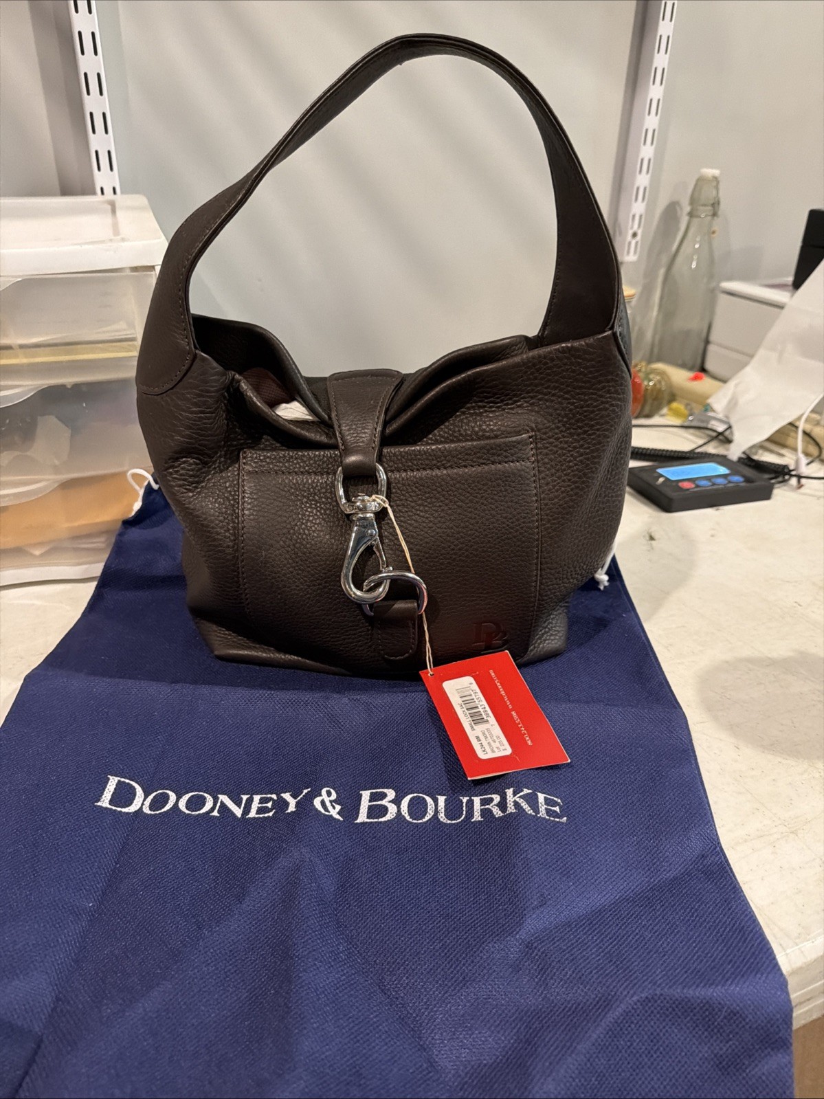 Dooney & Bourke Annalisa Lock Sac Shoulder Bag Brown Pebble Leather - Hobo Purse