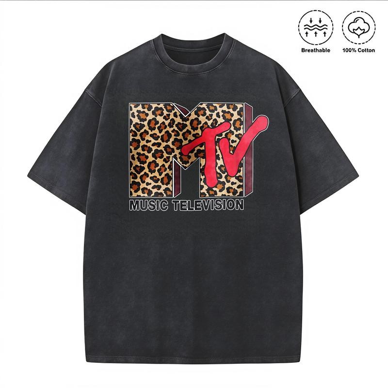 90s Retro Washed Leopard Print Unisex Cotton T-shirt