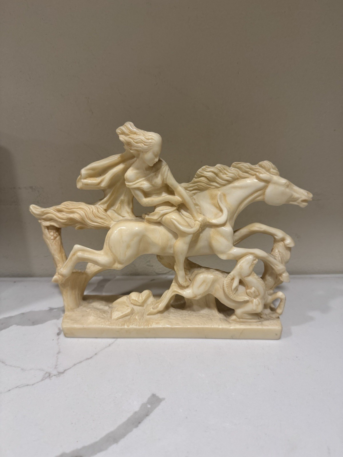 Vintage A. Santini Sculpture – Woman on Horse with Ram Vintage A. Santini Sculpture – Woman on Horse with Ram