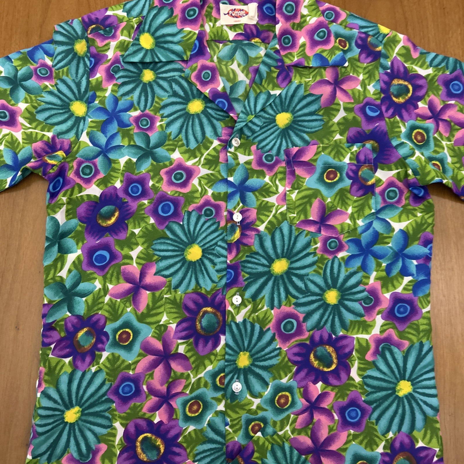 VTG 1970s Pomare Tahiti Honolulu Size M Hawaiian Shirt Print Aloha VTG 1970s Pomare Tahiti Honolulu Size M Hawaiian Shirt Print Aloha