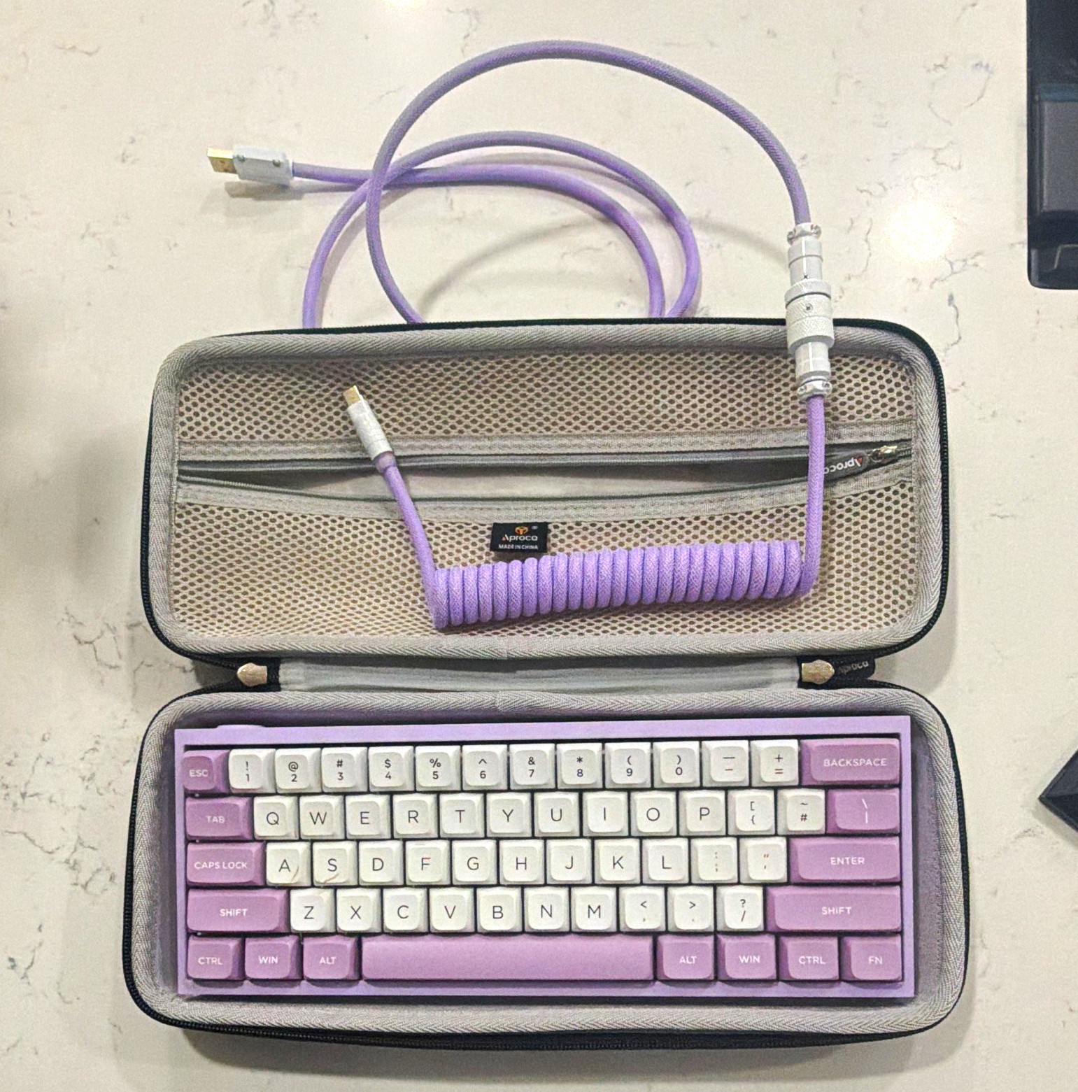 Custom Wooting 60HE Gaming Keyboard in Tofu 60  Aluminum Case with Travel Case