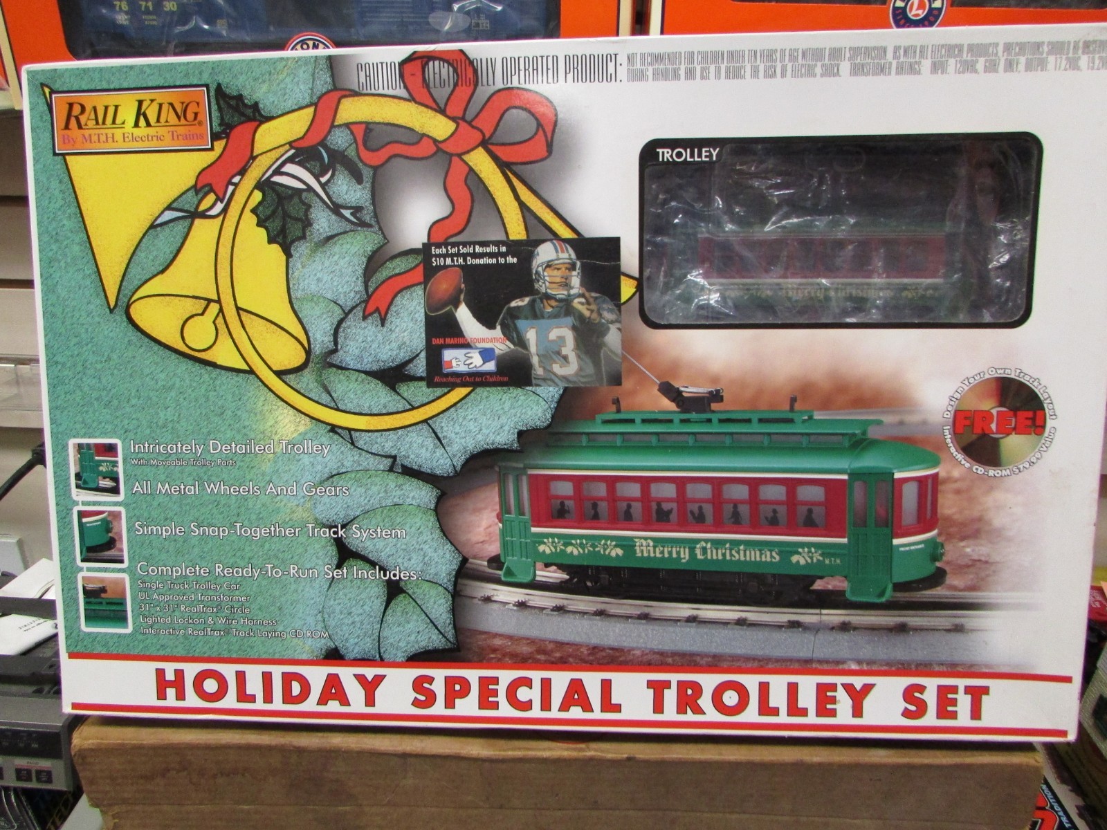 MTH 30-4028-0 Holiday Special Trolley Train Set MIB  SH