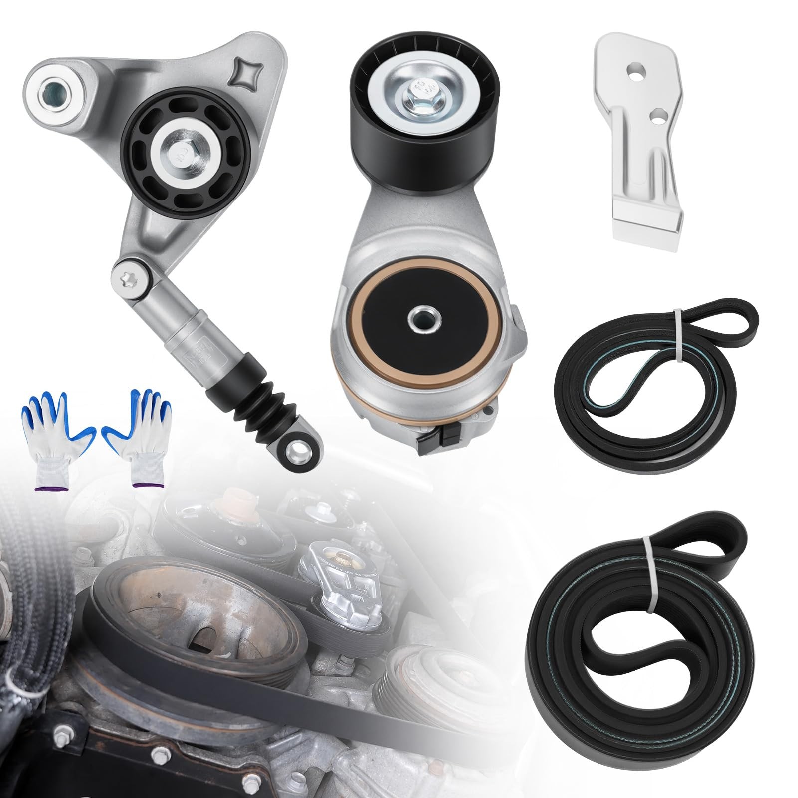 Kozlira Engine Serpentine Belt Tensioner Drive Kit with Bracket Fit for Jeep ...