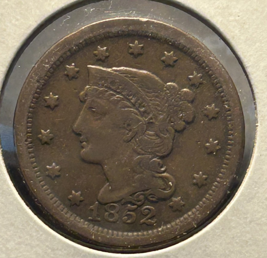 1852 1C BN Braided Hair Cent