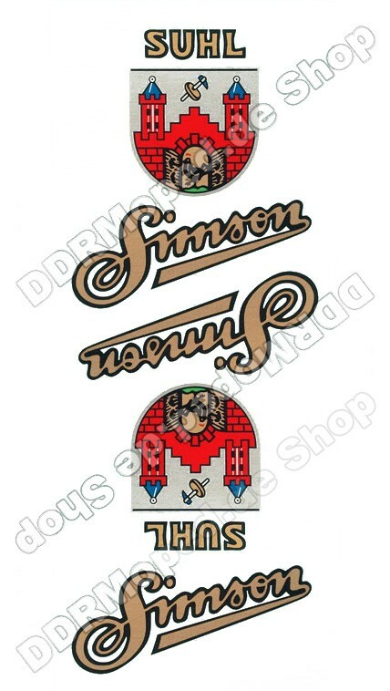 Simson SR1 SR2 SR2E AWO Sticker 2x Suhler Coat of Arms 1x Simson Original Motif