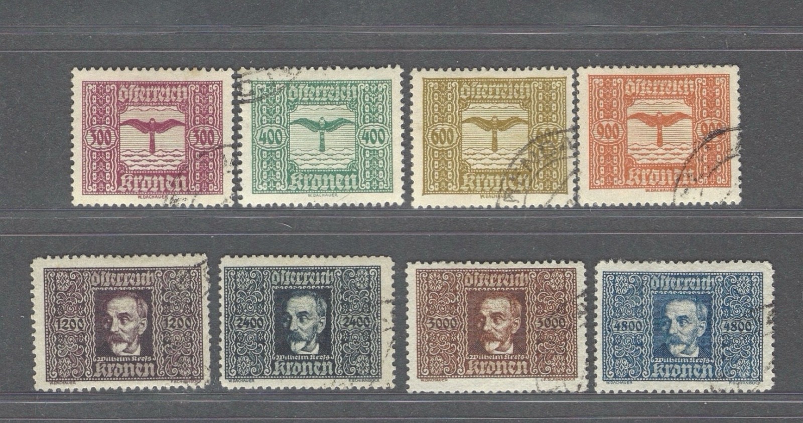 Austria 1922-24 Scott C4-C11 Complete 8 Stamp Air Mail Set Used Kress