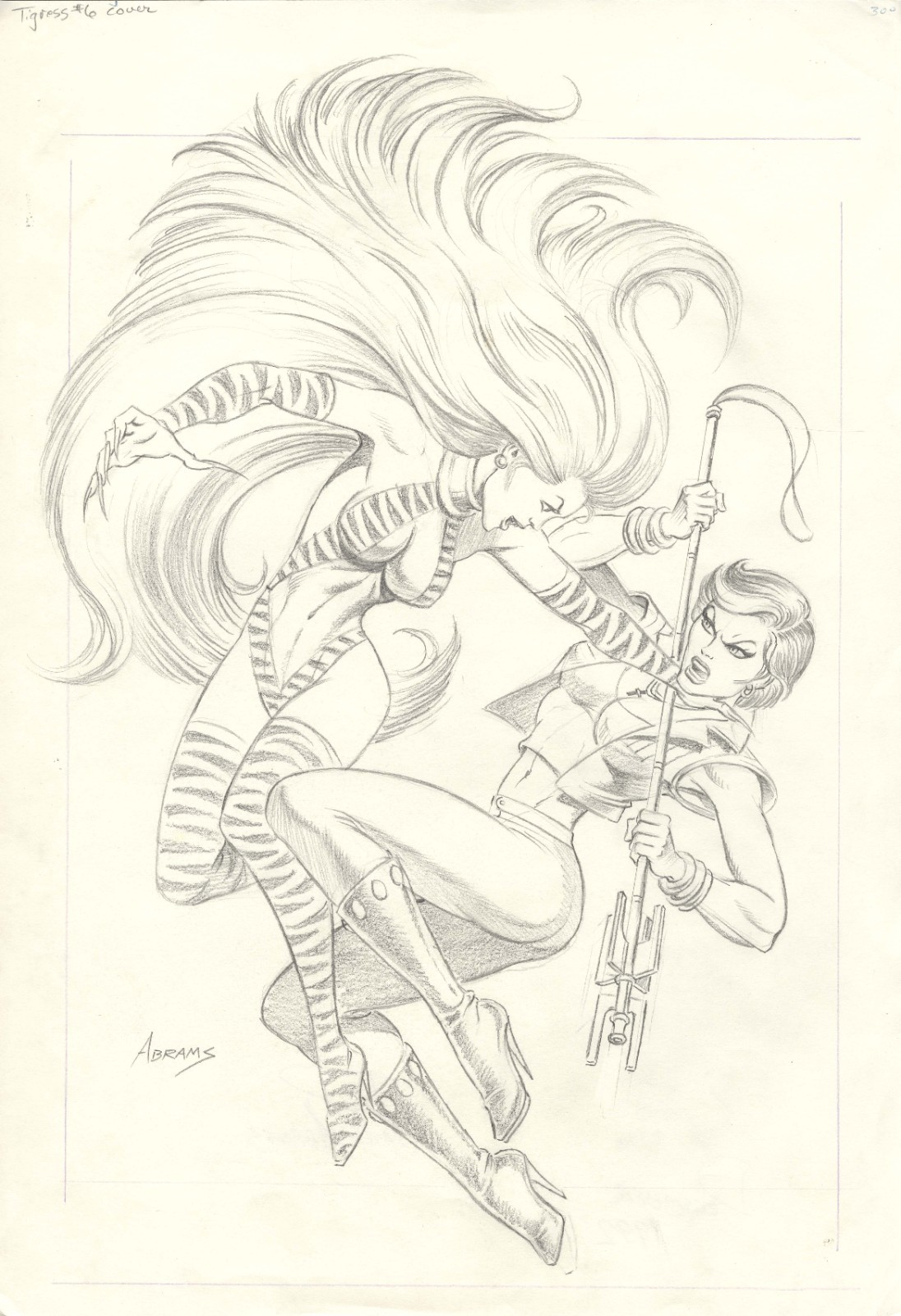 TIGRESS #6 Cover Paul Abrams Skylark Original Comic Book Sketch Drawing Art 1993 TIGRESS #6 Cover Paul Abrams Skylark Original Comic Book Sketch Drawing Art 1993