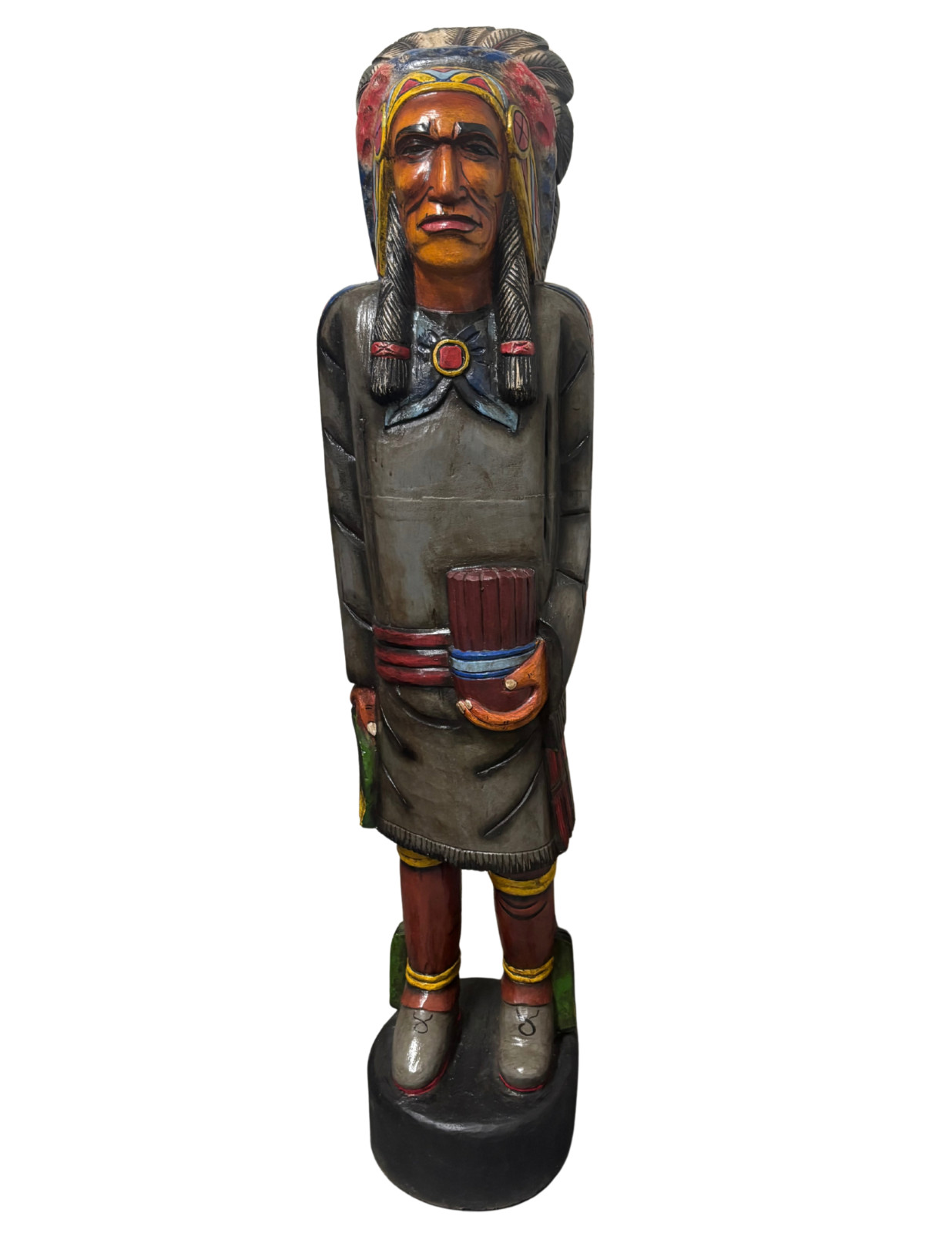 5' HUGE WOODEN CIGAR STORE INDIAN CHIEF WARRIOR WESTERN STATUE NATIVE AMERICAN A 5' HUGE WOODEN CIGAR STORE INDIAN CHIEF WARRIOR WESTERN STATUE NATIVE AMERICAN A