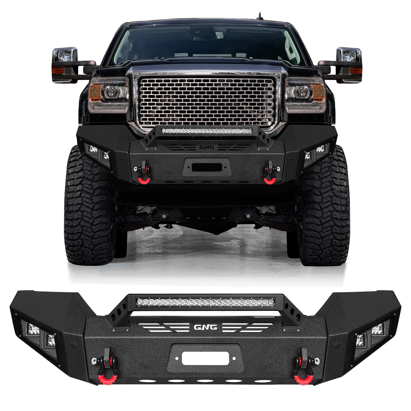 Vijay Front/Rear Bumper Fits 2015-2019 GMC Sierra 2500HD/3500HD W/LED Lights