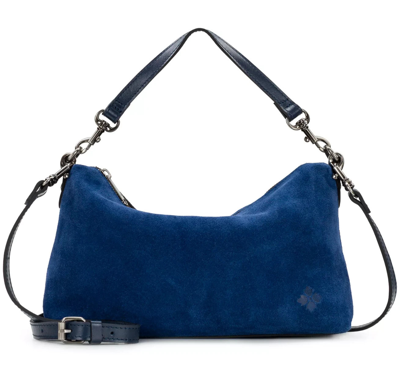 $139.  Patricia Nash Kolena Medium Suede Leather Shoulder Bag  Denim Blue