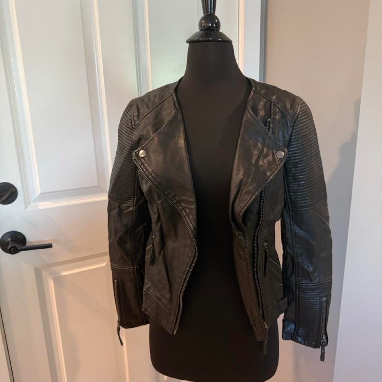 Topshop Black Faux Leather Moto Jacket Topshop Black Faux Leather Moto Jacket